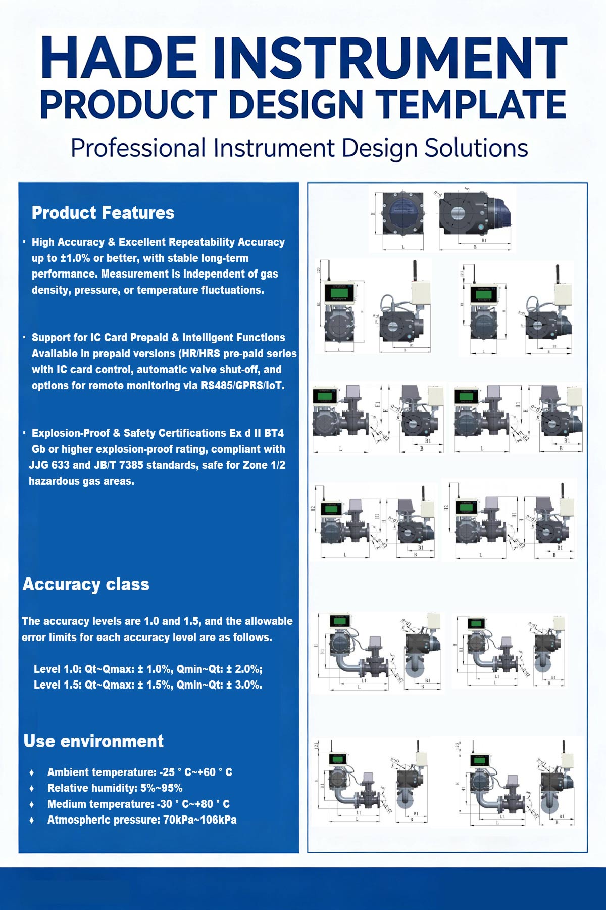IC card prepayment gas roots flowmeter with integrated shut-off valve, suitable for gas company retail and industrial prepaid users.